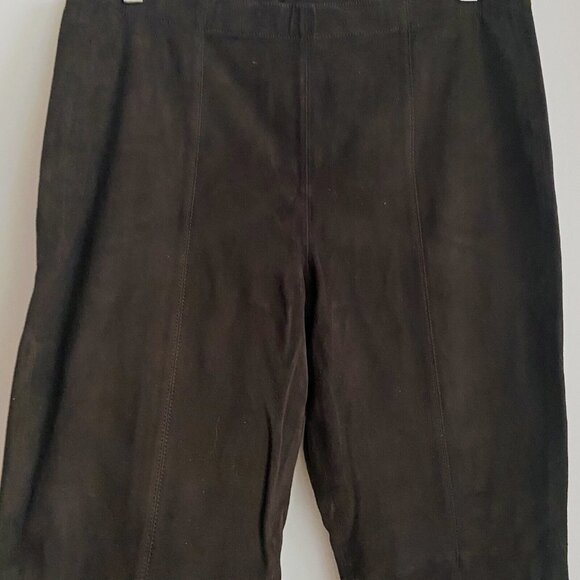 St .John Deep Espresso Brown Suede Ankle Lenght High Rise Leggings Trousers 10 - Picture 5 of 10